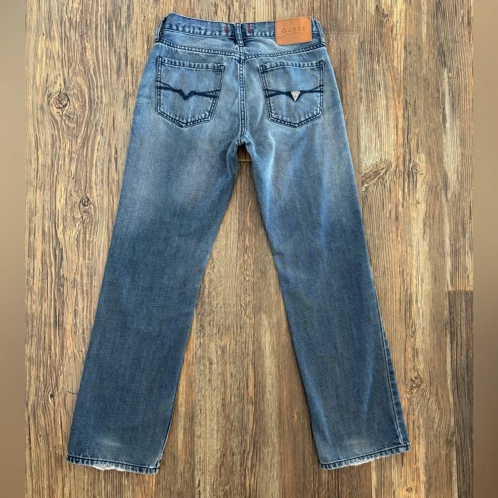 Guess Los Angeles Regular Straight Crescent Fit Blue Denim Jeans Mens 29x30